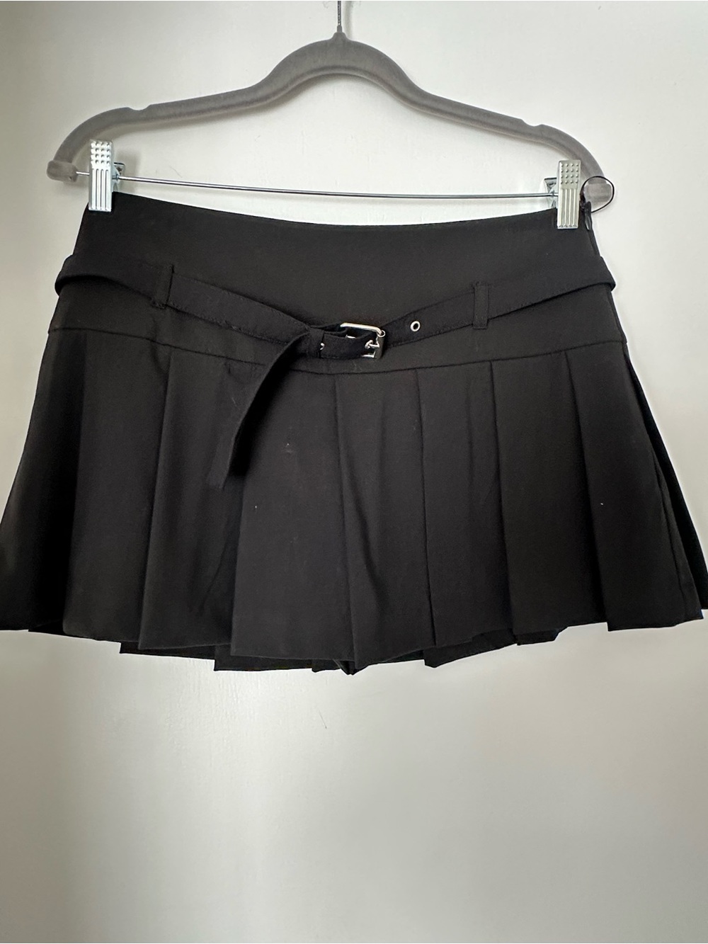 Zara Black Pleated Mini Skirt with Waist Belt